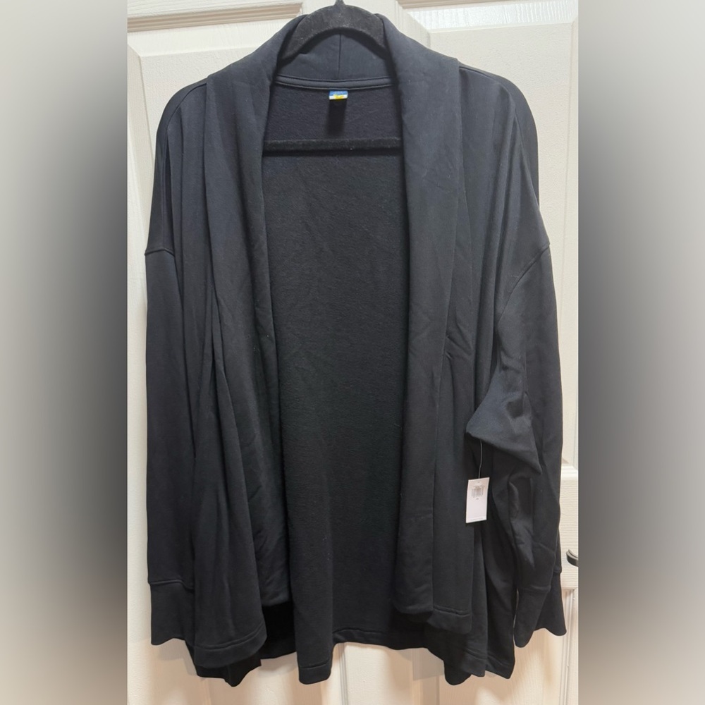 Old Navy Black Open Front Cardigan. Live-in French Terry 4X - Picture 5 of 6